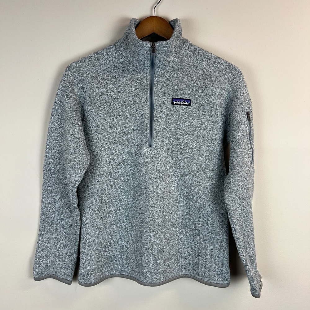 Patagonia Better Sweater 1/4 Zip Womens Small Gray Fleece‎ Pullover Logo Outdoor